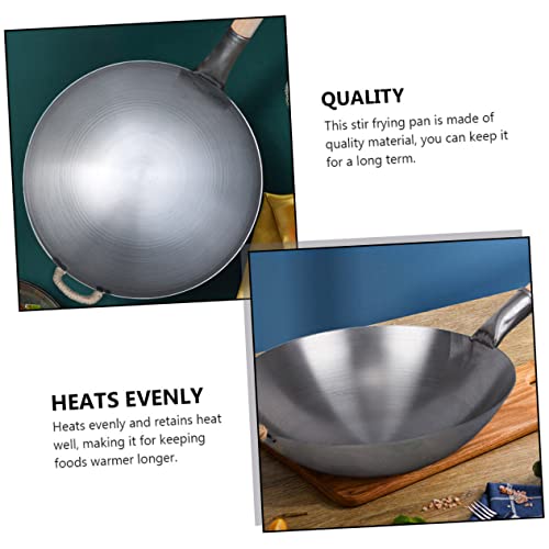 Wok de hierro con mango de madera gris miniatura 4