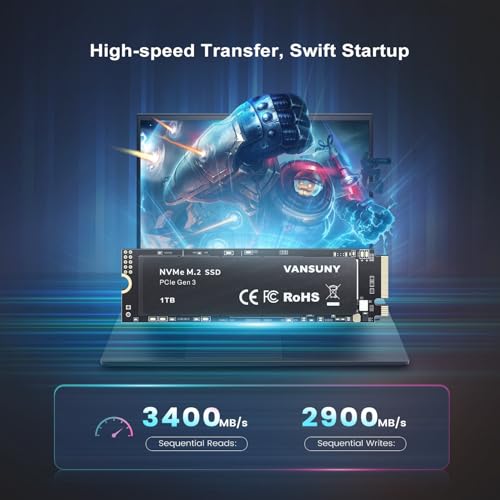 Image of Vansuny 1TB NVMe M.2 Internal Solid State Drive PCIe 3.0 TLC M.2 SSD 3D NAND 2280 Speed up to 3400 /2900MB /s Internal Solid State Hard Drive PCIe SSD