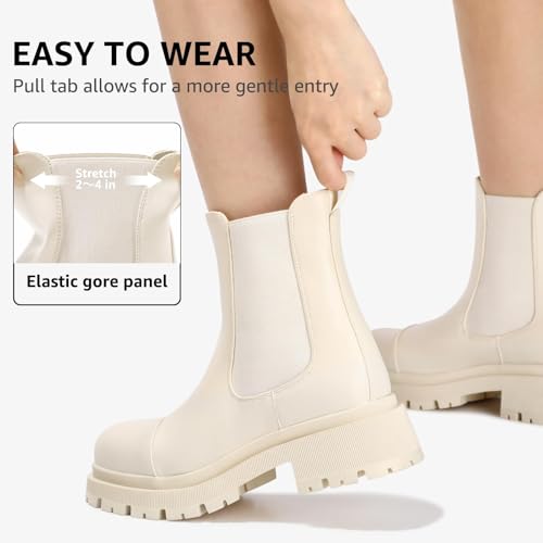 Bacia Chelsea Boots Women Lug Sole Ankle Boots Chunky Heel Slip On Booties4