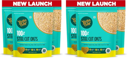 Image of Yogabar Steel Cut Oats 750g(Pack of 6)| 100% Whole Grain, Gluten-Free, High Fiber, Non-GMO, Protein-Rich, No Sugar Added