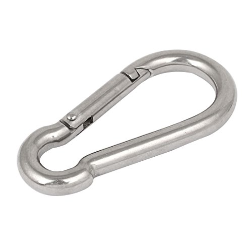 Aexit M8 x 80mm 304 Stainless Steel Carabiner Spring Snap Link Hook Silver Tone (748804a6595280052b520b90acb41c95)