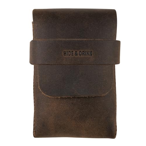 Image of Hide & Drink, Classic Case for Playing Cards (Not Included) Secure Storage, Playing Deck Holder, Travel Accessory, Full Grain Leather, Handmade, Bourbon Brown