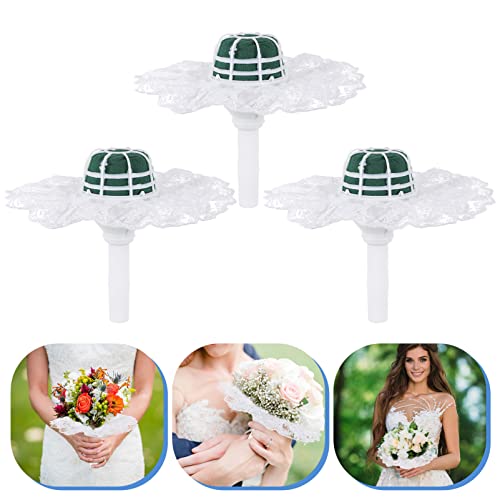 LIFKOME 3 Sets Bride Flower Bouquet Holder Wedding Bridal Bouquet Holder Foam Floral Handle Bouquet Holders for Bride Artificial Flowers Decoration - Image 3