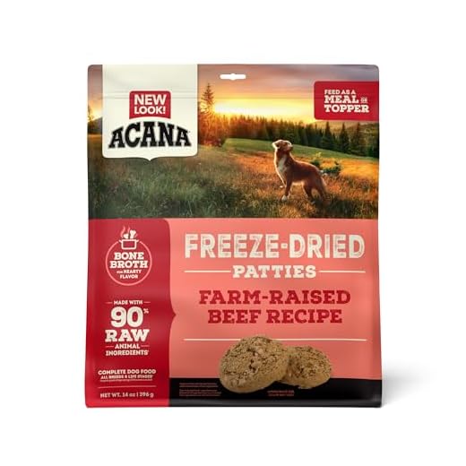 ACANA Grain-Free High Protein Freeze Dried Dog Food & Topper Ranch-Raised Beef Recipe Patties 14oz Bag