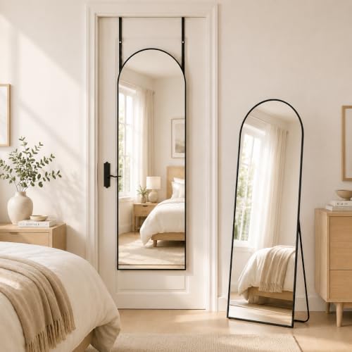 Image of Full Length Mirror, 56 inchx14 inch Arched Floor Mirror ShatterProof Glass