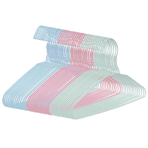 Duffy® Pack of 40 Bright Mixed Multi-Colour Galvanised Coat Clothes Hangers - Heavy Duty Strong Wire Hanger for Blouse Dress Shirt Jacket Pants 30cm (40)