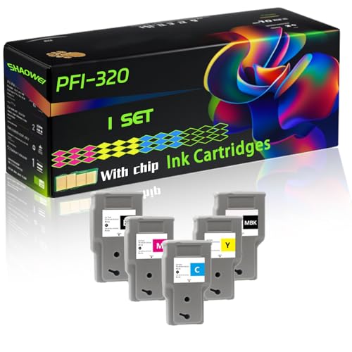 PFI-320 Compatible for Canon Ink Cartridges PFI-320BK PFI-320MBK PFI-320C PFI-320M PFI-320Y imagePROGRAF GP-200 GP-300 TM-200 TM-205 TM-300 Printers (1 Set)