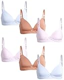 bebe Girls' Training Bra - 6 Pack Soft Microfiber Molded Bra with Satin Bow (A Cup/B Cup), Size 30A, Pink Dove