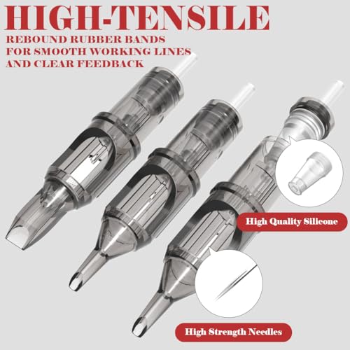 Solong Tattoo Cartridge Needles (50PCS Mixed RL RS M1) 10 Sizes, Tatttoo Needles #12 0.35mm Standard Disposable Tattoo Cartridges with Membrane Assorted Size Round Liner/Round Magnum EN07-50KIT-B - Thumbnail 3