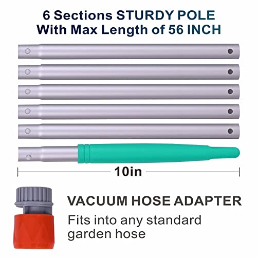 Urchindj Underwater Jet Vacuum Cleaner, Portable Pool Vacuum Jet Underwater Cleaner W/Brush & 56.7" Pole, Handheld Jet Pool Vacuum For Above Ground Pool, Attach To Garden Hose #TOP2