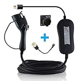 Level 2 EV Charger by EV Gear | 30 ft Portable Plug-In Charger, 110v - 240v | Includes Level 1 Adapter | Works with all Electric & Hybrid Cars such as Chevy Volt/Bolt, Nissan Leaf, Prius Prime, Tesla