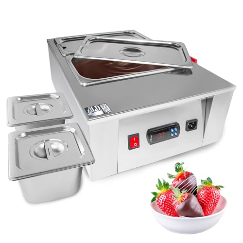 ALDKitchen Chocolate Melter | Electric Chocolate Warmer | Commercial Stainless Steel Fondue Pot | 4 Pots 22 lb | 110V