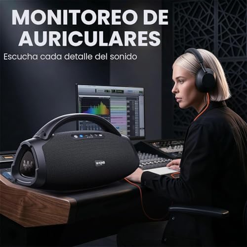 Miniatura 9 de 200w Rms 300w Peak Altavoz Bluetooth Inalámbrico, W-King X20 Grande Caja De Música Con Aplicación Eq, Boombox Portátil Ruidoso Supergraves Ipx7 Cajas Para Exteriores Entrada De Guitarra Usb Aux
