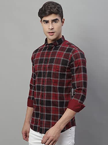 Image of Majestic Man Slim Fit Cotton Casual Check Shirt for Men