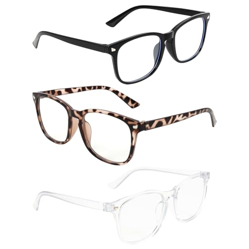 JiaHeHe 3 Stück Blaulichtfilter Brille, Blaulichtfilter Brille Damen und Herren, Brille zum Schutz vor Blaulicht, Unisex Blaulichtbrille, Schutz vor Augenbelastung und UV-Strahlen
