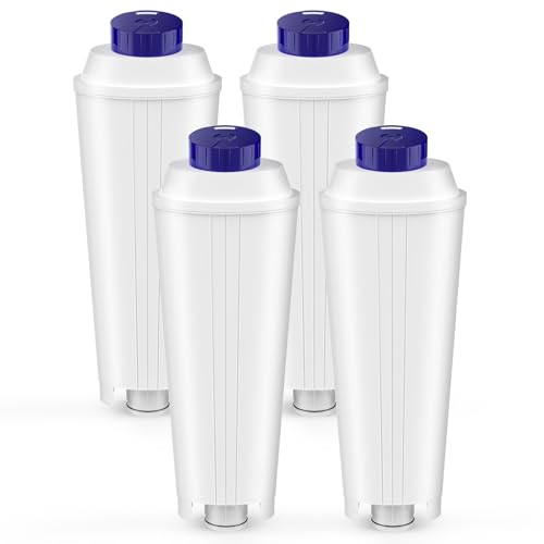 4 Pcs DLSC002 Filtres pour Delonghi Magnifica s,Dinamica,ECAM,ESAM,ETAM,Primadonna,BCO,EC Serie Machine à café, Cartouches de Filtre à eau pour Delonghi, pour Adoucir...