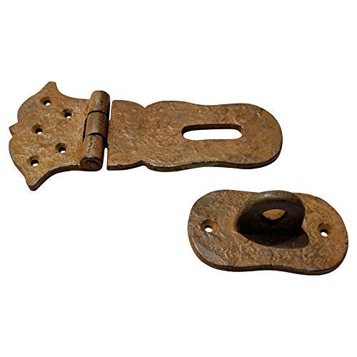Image of Adonai Hardware Paran Heavy Duty Antique Cast Iron Safety Locking Hasp and Staple(6 inch x 1 Pack, Rust Living) for Vintage Pirates Treasure Chest, Trunks, Wooden Jewelry Box, Cases, Furniture and Sheds
