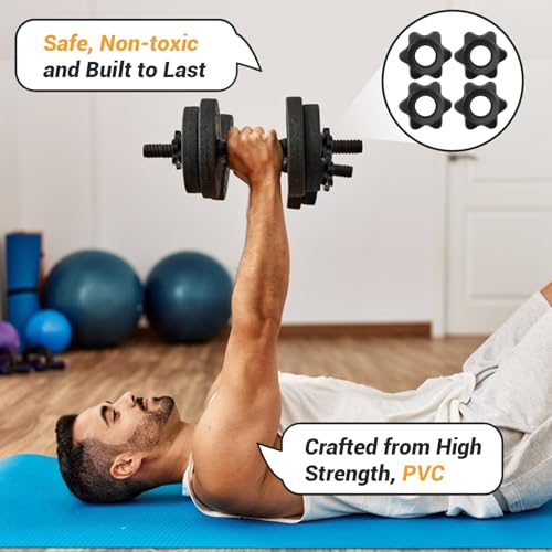 4 PCS Hex Dumbbell Clips - 1"/25 mm Spin-Lock Barbell Collars, Anti-Slip Screw Clamps for Weight Lifting & Fitness Training, Secure Barbell Clips for Dumbbell and Bars - Image 4