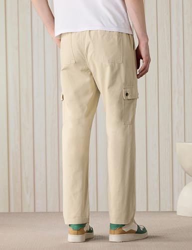 Image of Amazon Brand - Symbol Men Relaxed Fit Cargo Trouser (Semi Elasticated Waistband | 100% Cotton | Pants)