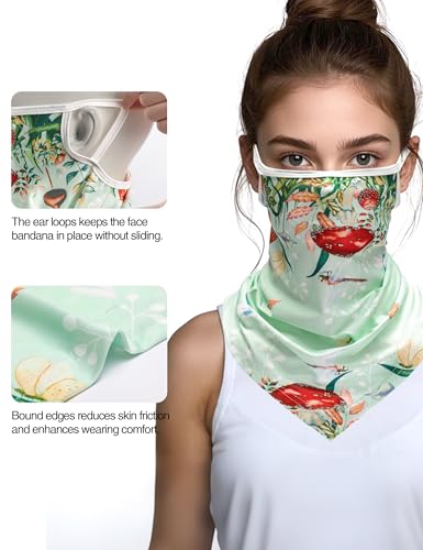 Image of FISHEAL UV Sun Protection Face Scarf Mask, Breathable Gardening Face Cover Neck Gaiter with Ear Loops Bandana for Men Women