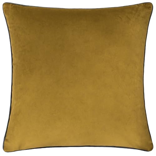furn. Meridian Polyester Filled Cushion – Luxury Contrast Piped Velvet Decorative Pillow (Moss/Charcoal - 45x45cm)