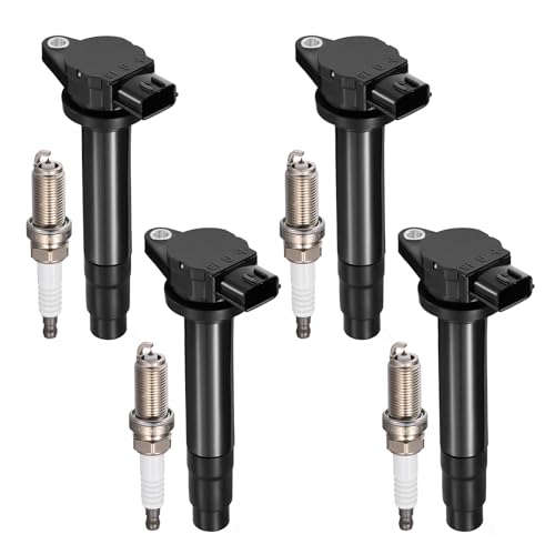 Image of 4-Pack UF326 Ignition Coils & 4505 Spark Plugs Kit Compatible with Nissan Sentra 2000 2001 2002, 1.8L L4 - Replaces 224484M500 224484M50A UF326 SKIC018 COP486 CUF326 6734013 GN10505 & more