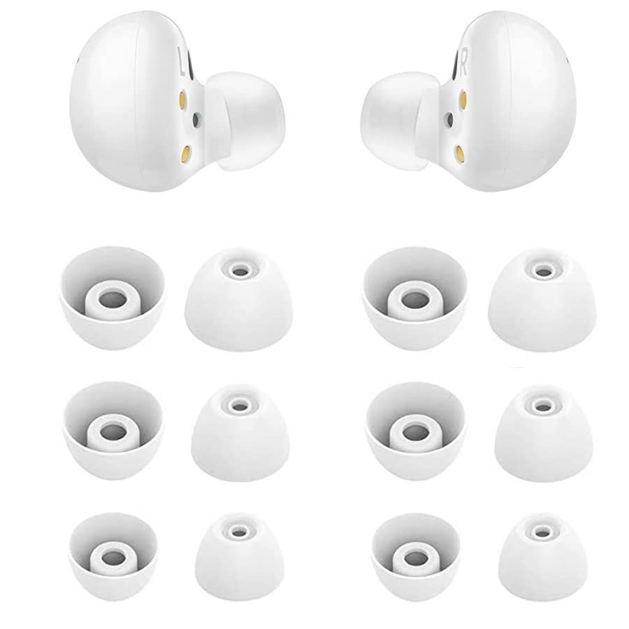 JNSASilicone Ear Tips Replacement for Galaxy Buds 2, Silicone Ear Buds Gels Earphones Cover Tip Eartip Compatible with Galaxy Buds2,S M L 3 Size 6 Pairs,White B26W