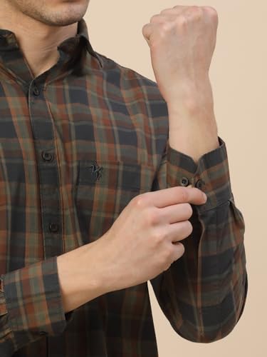 Image of Cantabil Casual Shirt for Men l Breathable & Soft with Color Fastness Regular Fit Spread Collar Neck Cotton Fabric Check Pattern