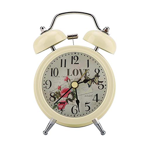 ohcoolstule Mini réveil numérique en métal de 11,9 cm avec lumières scintillantes, clochette classique antique, pour chambre à coucher