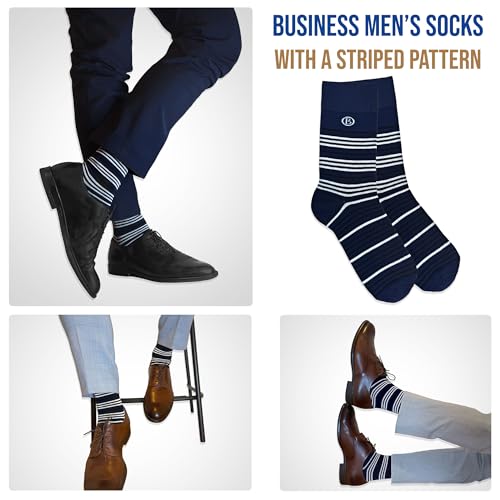 Easytwelve Men's Bamboo Rayon Dress Socks Size 8-13, 5 Pairs Mid Calf Crew Socks for Business & Casual, Gift Box4