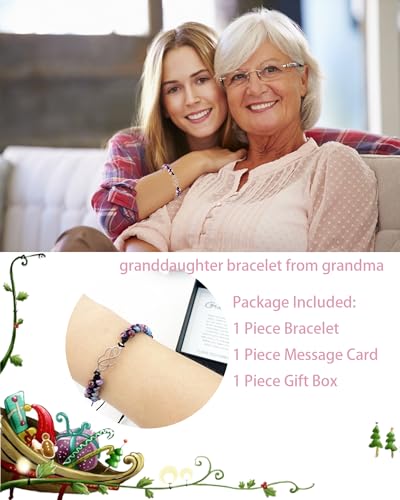 To My Granddaughter Bracelet Infinity Love Heart Bracelet Natural Emperor Stone Double Layer Beaded Woven Wrap Bracelets Granddaughter Bracelet from Grandma Christmas Gifts Stocking Stuffers for Her4