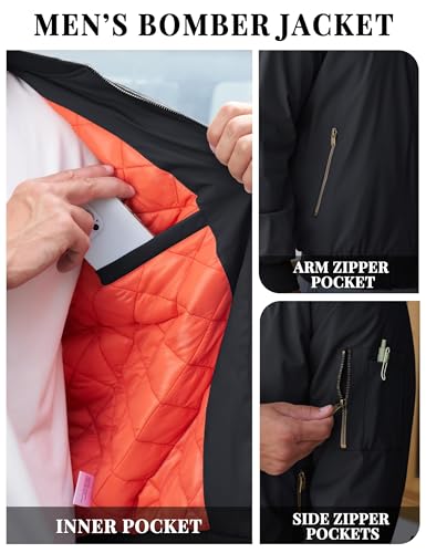TACVASEN Men's Bomber Jacket Winter Warm Padded Work Coat Casual Windproof Quilted Jacket with Zipper Pockets - Image 6