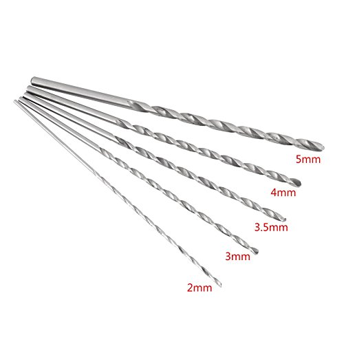 5Pcs Extra Long High Speed Steel Drill Bit Sets Straight Shank Twist Drill Bit Tool Wood Drill Bit Set Diameter 2-5Mm Length 150Mm~160Mm/5.91~6.3In #TOP1