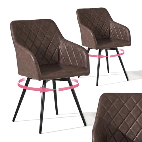 CLIPOP Esszimmerstühle Drehbar Set mit Armlehne, Kunstlelder Polsterstuhl Gepolstert Sitz Küchenstuhl Drehstuhl Armlehnenstuhl für Esszimmer Wohnzimmer Büro (Kunstleder Braun, 2er Set) CLIPOP Esszimmerstühle Drehbar Set mit Armlehne, Kunstlelder Polsterstuhl Gepolstert Sitz Küchenstuhl Drehstuhl Armlehnenstuhl für Esszimmer Wohnzimmer Büro (Kunstleder Braun, 2er Set)