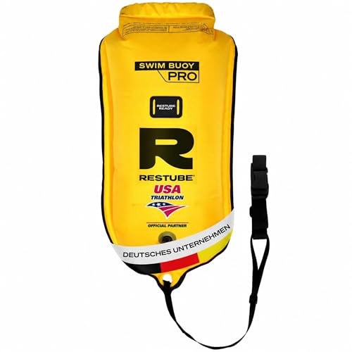 Restube Schwimmboje PRO - Aufblasbare Boje & Trockensack für mehr Sicherheit und Sichtbarkeit beim Freiwasserschwimmen - Leicht, gut sichtbar und perfekt für Triathlon, SUP, Kajak & Wildschwimmen
