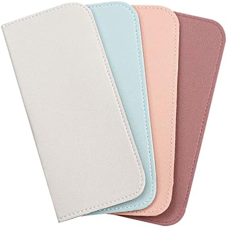 Thboxes 4 Pack Glasses Cases, Leather Eyeglasses Cases Soft Glasses Pouch Spectacles Cases Sunglasses Cases for Women Men Kids
