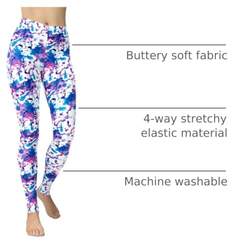 Image of sissycos Women's 80s Leggings Neon Artistic Splash Printed Buttery Soft Stretchy Pants