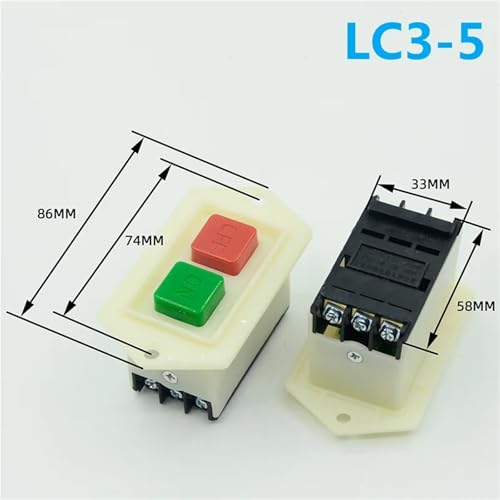 Interruptor LC3-5 de botón con autobloqueo AC 220V 380V 10A para control de motor eléctrico 2