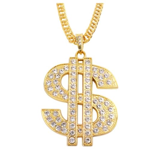 Gold Chain with Dollar Sign Fake Gold Chain Costume Money Chains Sign Necklace for Men Women Gifts Hip Hop Golds Chains Long Big Money Gold Necklace Golden Pendant Necklaces 90s Rapper Chainss 28inch