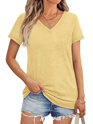 3/10 Pack V Neck T Shirts for Women Short Sleeve Tshirts Summer Casual Tops Loose Fit Basic Tees3