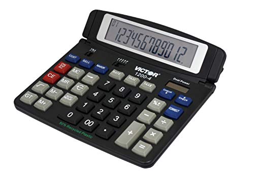 Victor 1200-4 12-Digit Large Professional Desktop Calculator, Battery And Solar Hybrid Powered Tilt Lcd Display, Great For Home And Office Use, Black #TOP7