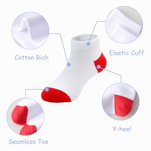Image of EPEIUS Kids' Low Cut Ankle Socks Cotton Seamless Toe Sport Athletic Socks for Boys Girls White Black Navy 4 /8 Pack