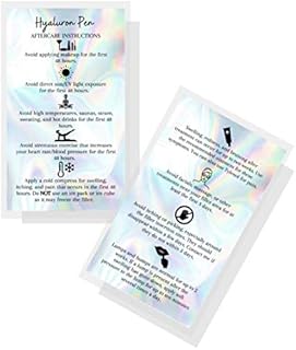 Hyaluron Pen Filler Aftercare Card | 50 Pack | 2x3.5” inches Business Card Size | Non-Reflective Matte Rainbow Holographic Look Design