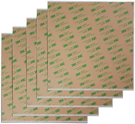 HIKIYEAT Heat Resistant Double Sided Tape,468MP Double Sided Adhesive Sheets 8.66x8.66 in,Clear Thin Waterproof Transfer Tape for PEI Sheet, Nameplate,Indoor and Outdoor use(5-Pack)