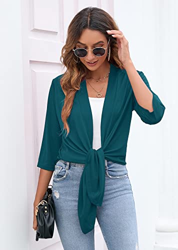 Image of Heymoments Women's Lightweight Open Front Cardigans 3 /4 Sleeve Casual Soft Drape Fall Cardigan S-2XL