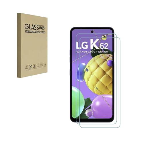 HYGMOCC Protector de pantalla para LG K42 / K52 / K62 / Q52 Película protectora de vidrio templado HD 9H Dureza Estuche Amigable Fácil instalación Anti arañazos Sin burbujas (2 piezas)
