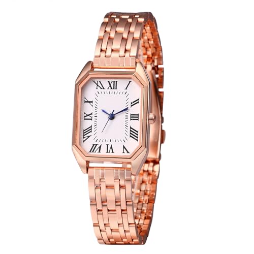 Avaner Relojes de Pulsera para Mujer rectangulares de acero Inoxidable: Reloj analógico de Cuarzo para Mujer, Reloj de Pulsera de Oro Rosa para Mujer