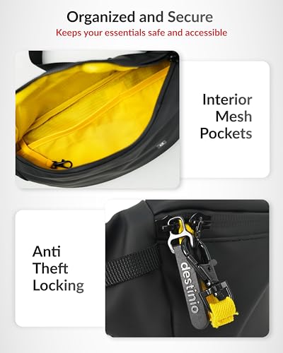 Image of Destinio Waist Bag for Man Woman - Water Repellent Fabric, Waterproof Zippers & Back Pocket - Large Travel Waist Pouch, Fanny Pack, Belt & Hip Bag for Hiking - Black