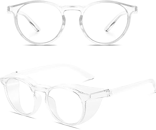 Gafas de seguridad redondas, gafas de protección contra los ojos antiniebla, gafas de protección de ojos con bloqueo de luz azul para mujeres y
