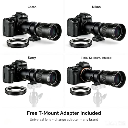 Image of E Mount 420-800mm F8.3 Telephoto Zoom Lens(MF) for Sony E Mount A6700 A6600 A6500 A7II A7R A7C A7S A6400 A6300 A7IV A7III A7RIII Manual Focus Mirrorless Cameras(Black)
